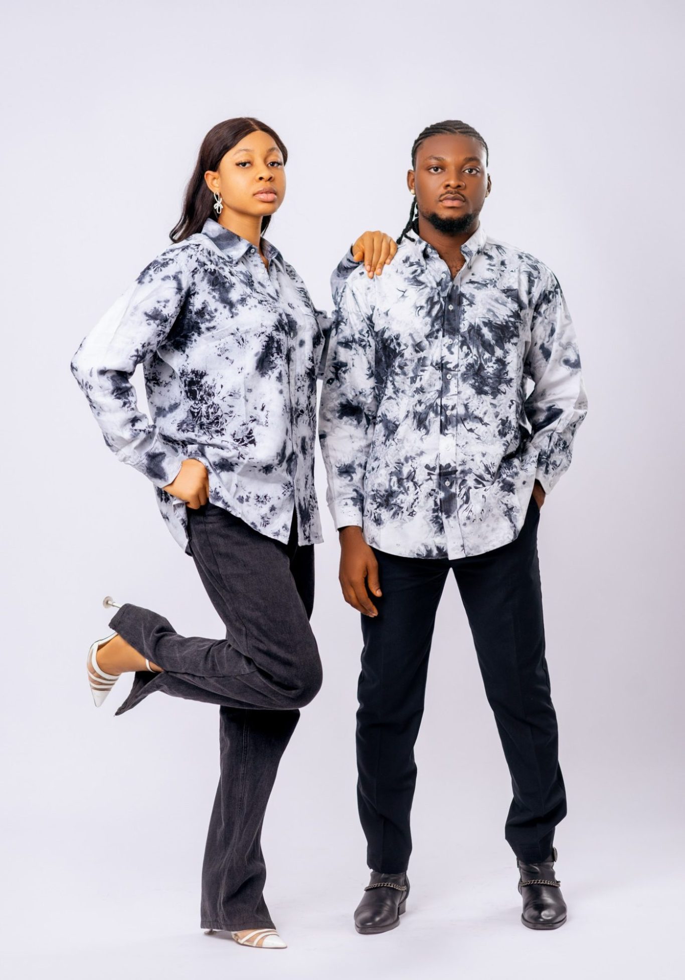 Handmade tie-and-dye shirt by Jane’s Fashion featuring bold African-inspired patterns and sustainable materials.